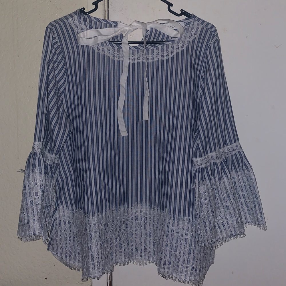 Eden & Olivia blue and white striped blouse